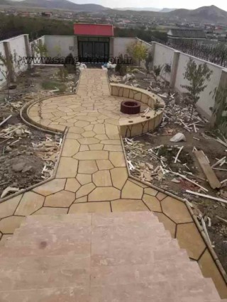 محوطه سازی باغ با سنگ لاشه